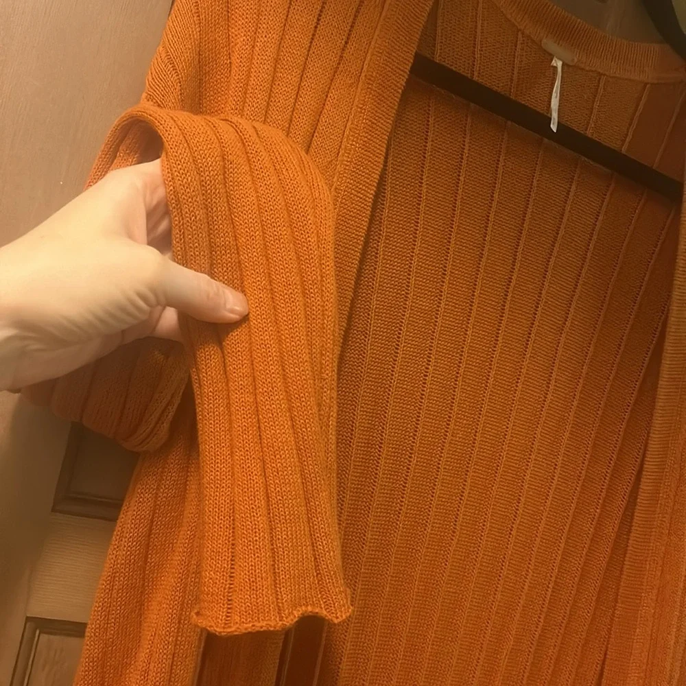 NWOT 🏷️ FREE PEOPLE burnt orange clay cardigan kimono sweater